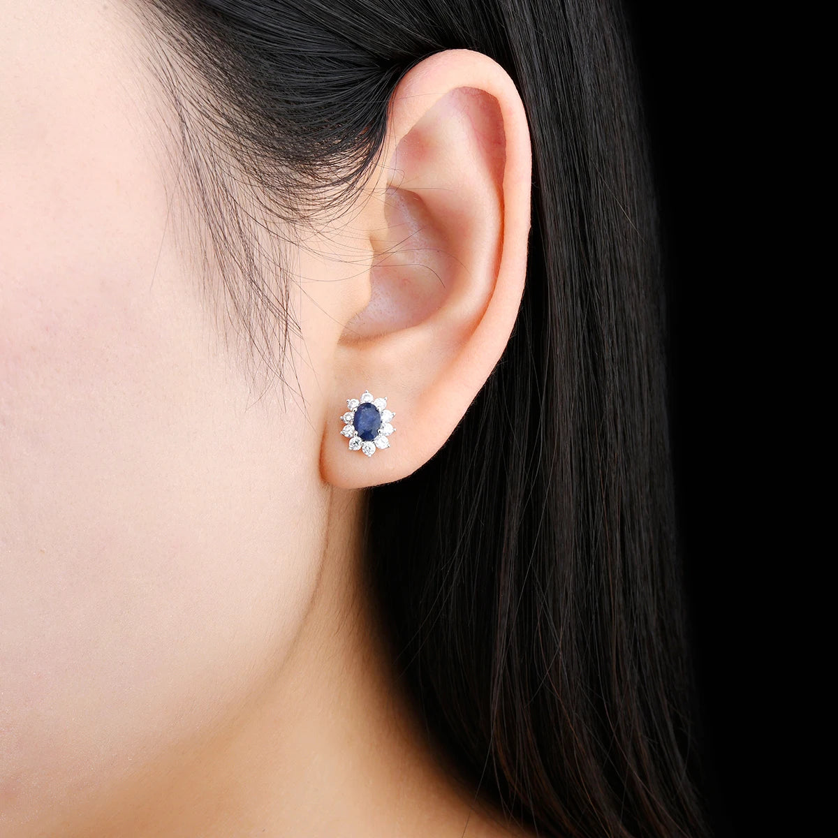 Natural Precious Blue Sapphire Sterling Silver Stud Earring 1.2 Carats Genuine Gemstone Women Birthday Anniversary Fine Jewelry