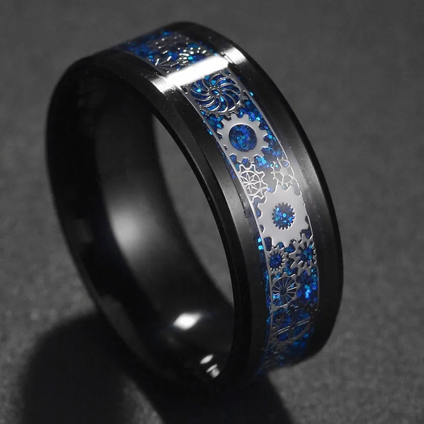 Fashion New 8mm Simple Men Ring Smooth Stainless Steel Blue Charms Rings Women's Couple Jewelry Gift Dropshipping