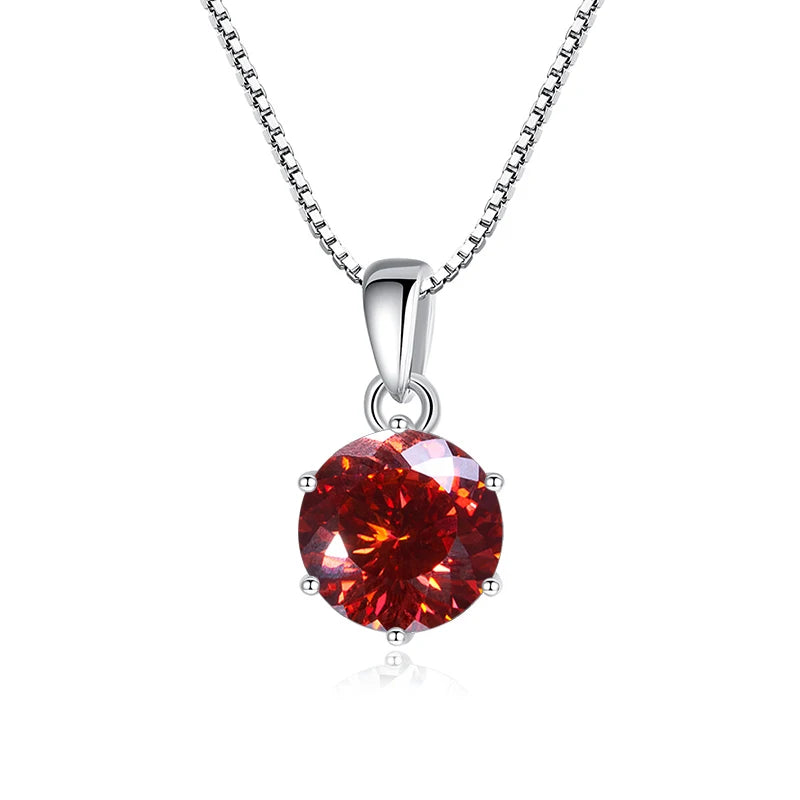 Butterflykiss 1CT 100 Faced Cut Moissanite Solitaire Drop Necklaces Gold Plated Pendant Real S925 Silver Chain Jewelry For Women red 1.0CT 45cm