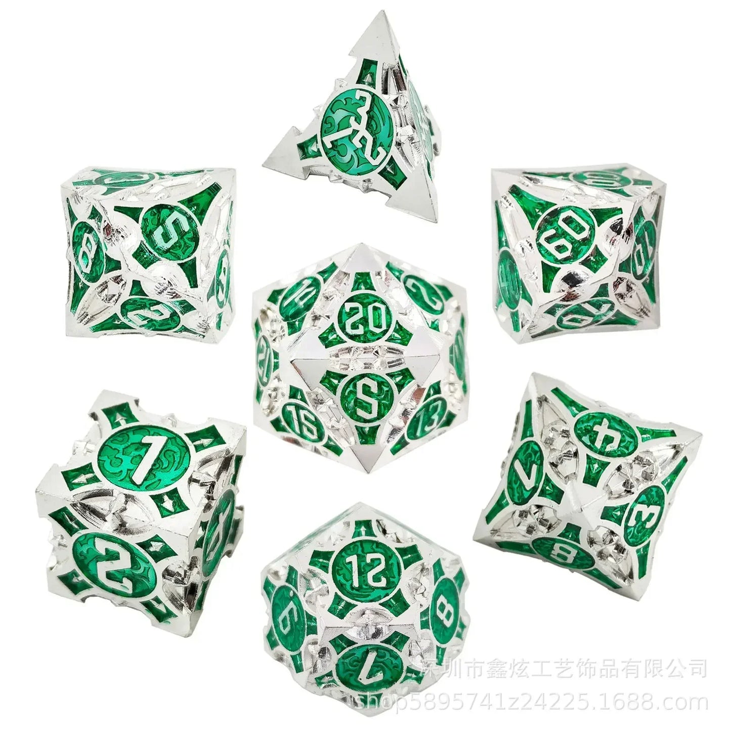 7Pcs Set Metal Dice Solid Polyhedral Number Dice Kit for DND Running Team RPG D4 D6 D8 D10 D12 D20 Table Board Game dnd Dice Set sign