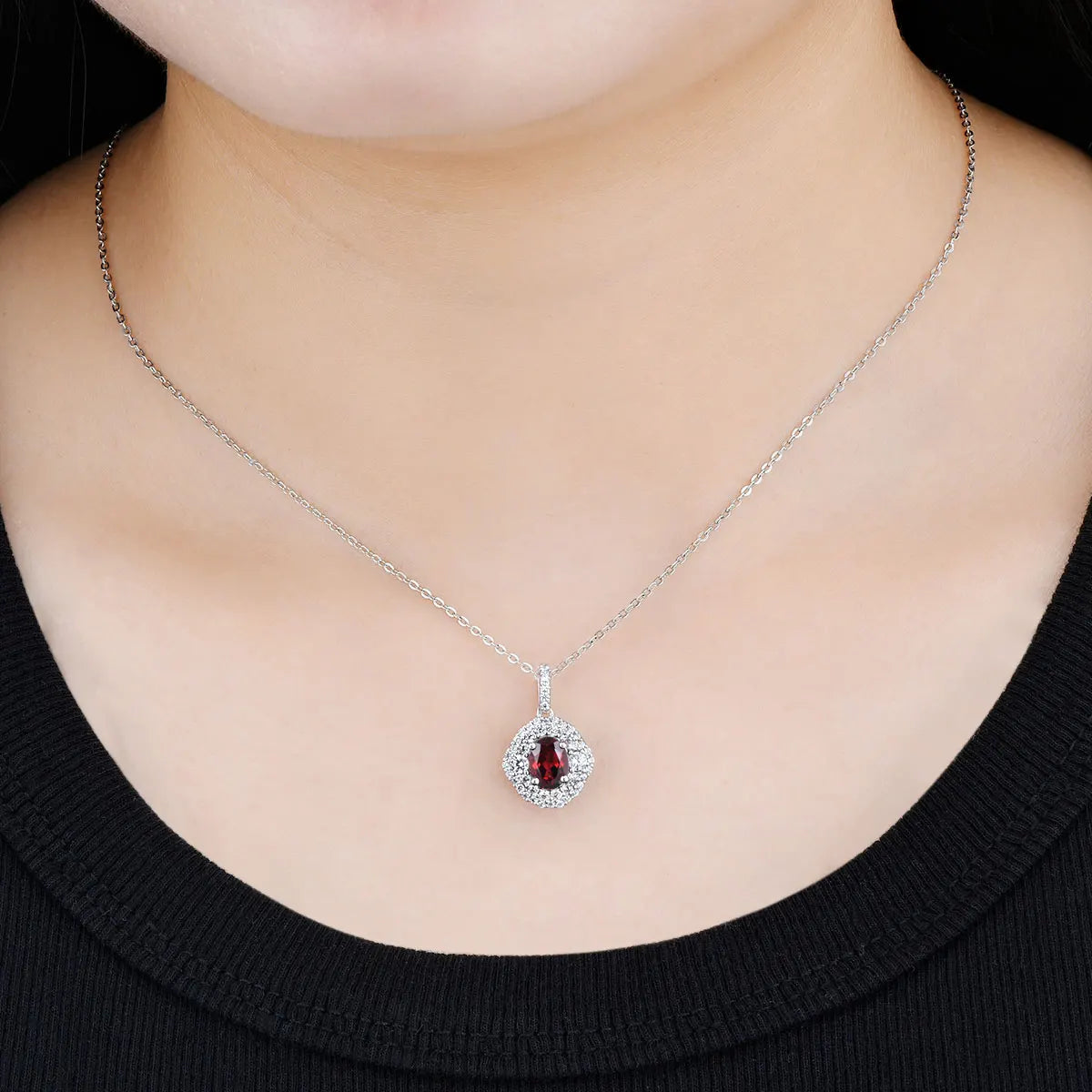 Natural Rhodolite Garnet Sterling Silver Pendant 1.4 Carats Genuine Rose Garnet Romantic Pendant Women's Favorite Birthday Gifts