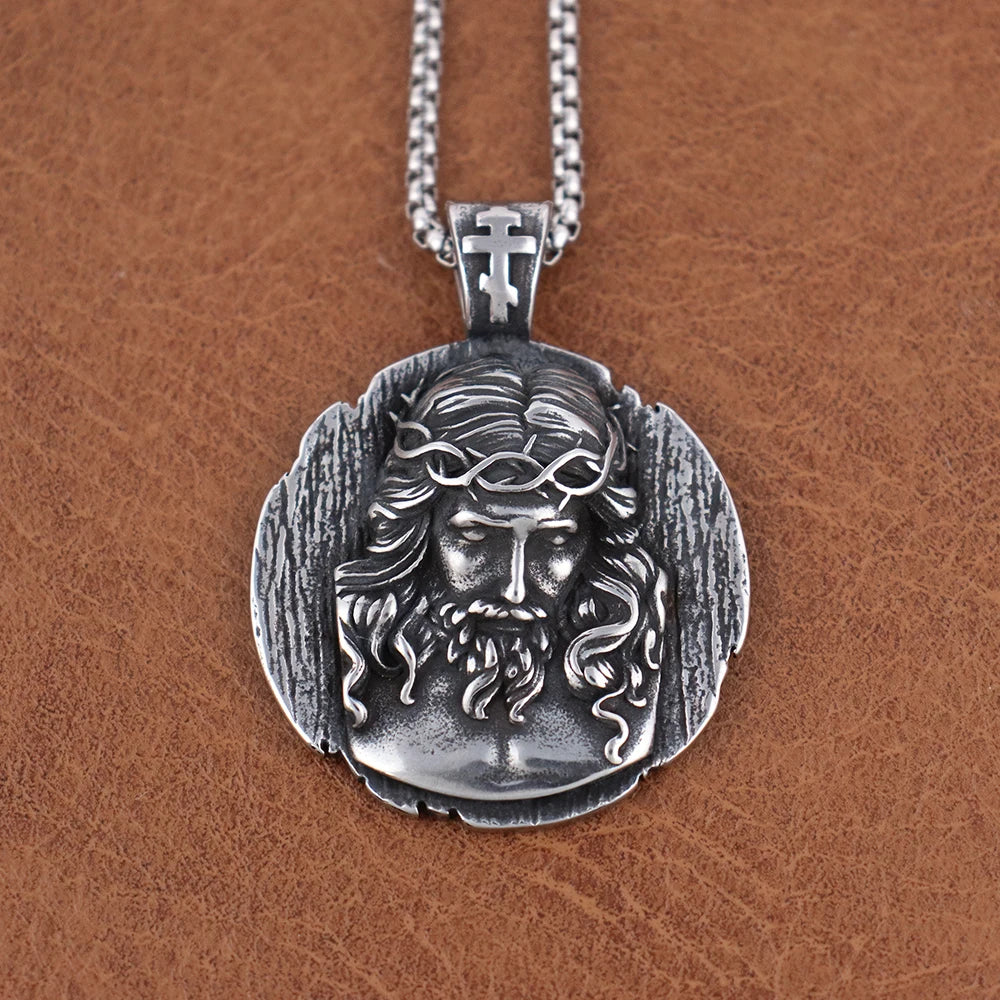 Classic Jesus Cross Series Stainless Steel Necklaces for Men Women Vintage Belief Powerful Amulet Pendant Jewelry Gift