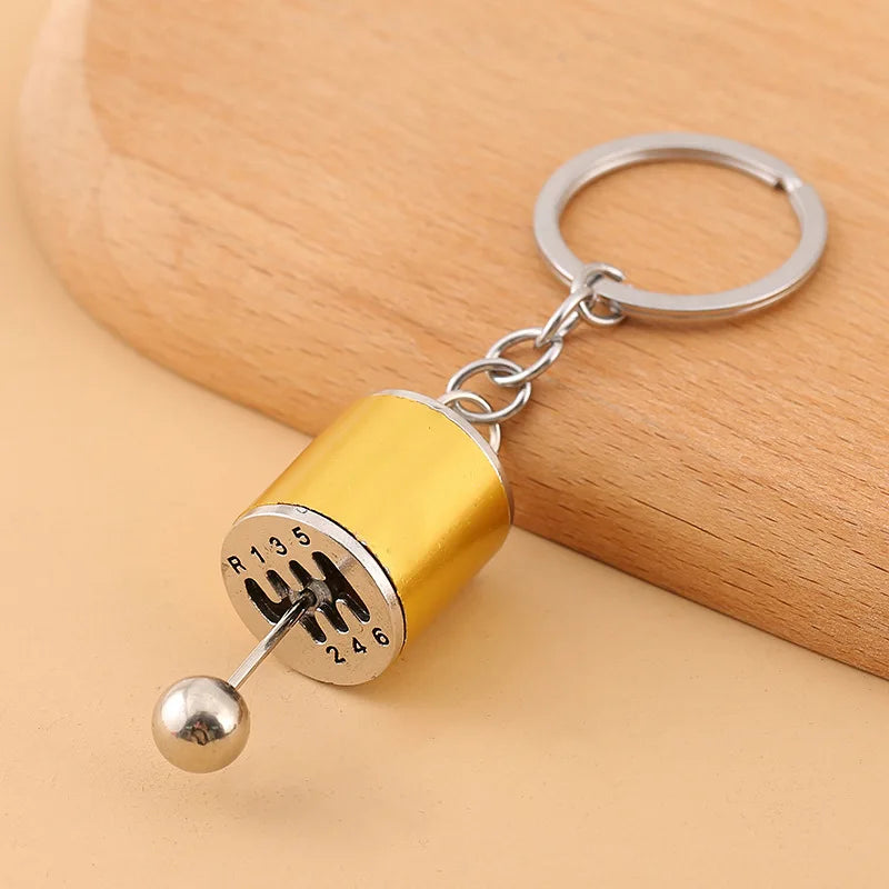 Mini Zinc Alloy Auto Parts Keychains Simulated Speed Gearbox Absorber Motor Piston Pendant Car Keys Holder Keyring Cute Men Gift Gear gold 8 cm