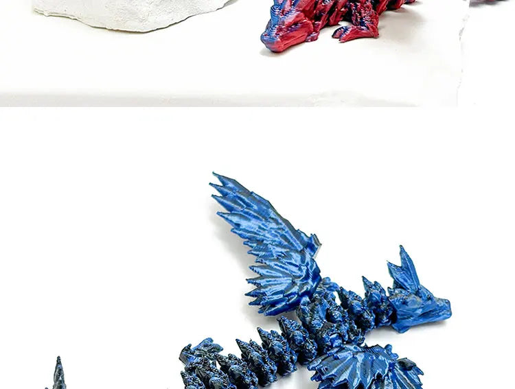 3D Printed Dragon with Movable Wings - Office Desk Accessory, Creative Home Decor, Perfect Christmas Present Holiday Gift