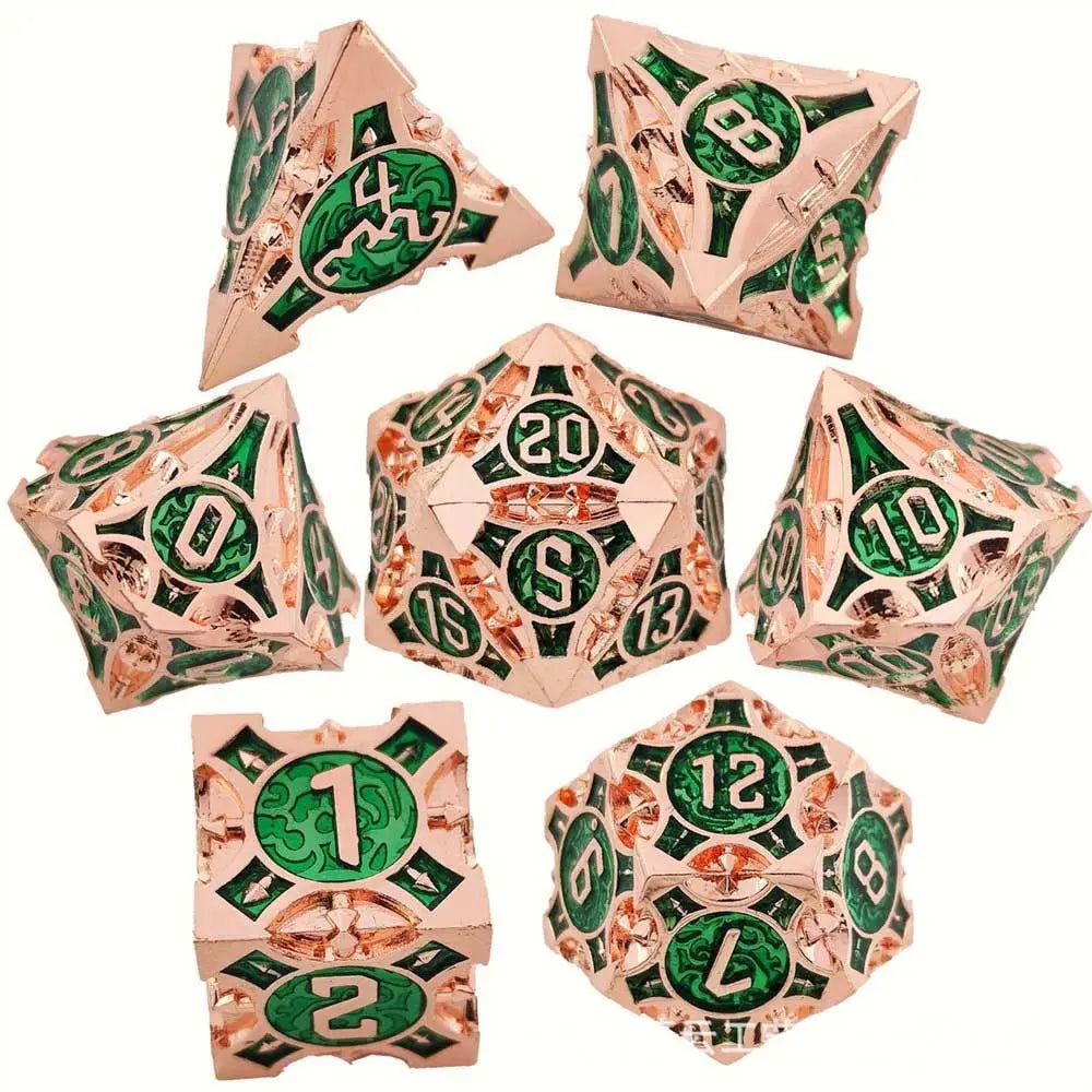 7Pcs Metal Polyhedral Dice Set Cool Metal Dices Table Games Accessory For D&d DND D6 D8 D10 D12 D20 B1 - Metal