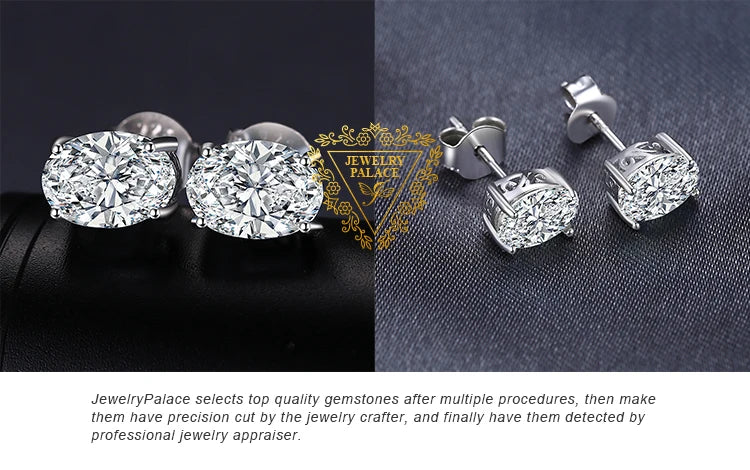 JewelryPalace Round 5A Cubic Zirconia Wedding Engagement 925 Sterling Silver Stud Earrings for Woman Fashion Anniversary Gift