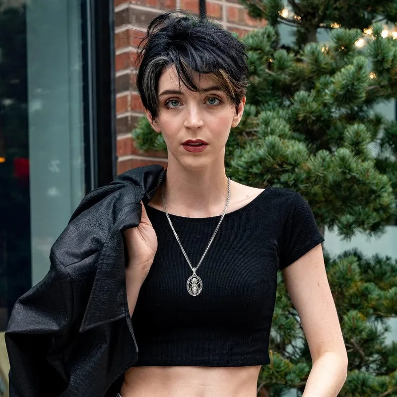 Witchy Necklace Jewelry for Women Girls Triple Moon Goddess Hecate Pendant with STAINLESS STEEL Necklaces Chain Gifts for Her