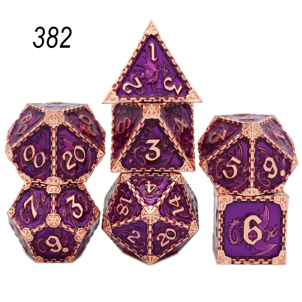 YANSHEGNYI-Metal Dice Dice Set, Dragon, RPG, D & D Board Games, Sex Polyhedral, D Dice, Dadi Dados, 7Pcs 382