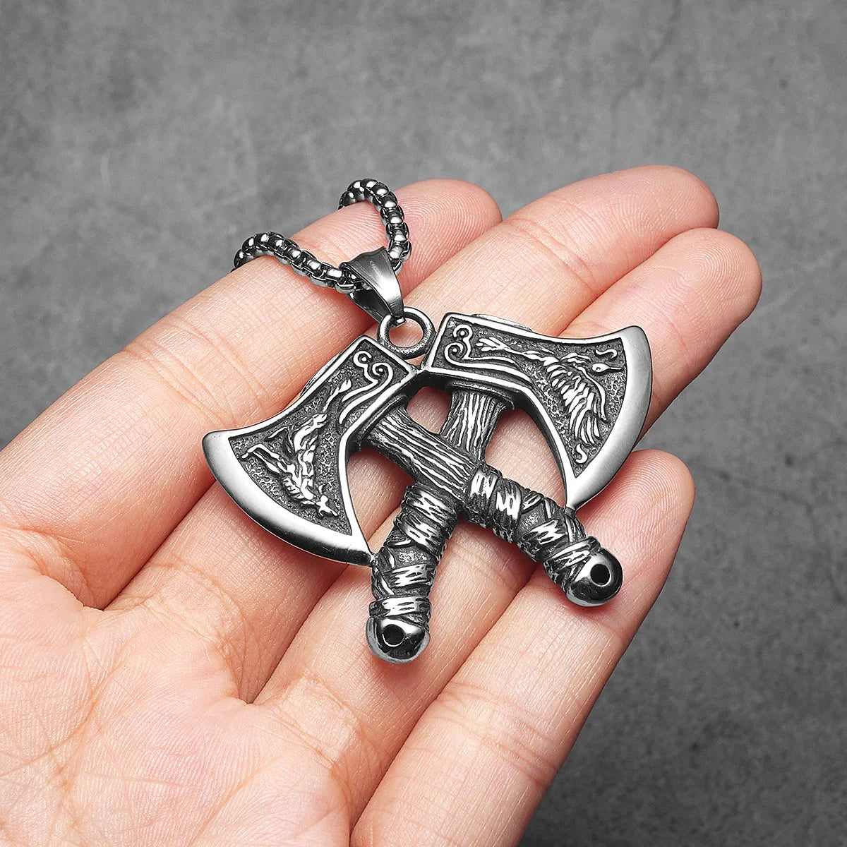 Viking Double Axe Men Necklaces Stainless Steel Pendant Chain Women Punk Fashion Jewelry New In Accessories Gifts Wholesale