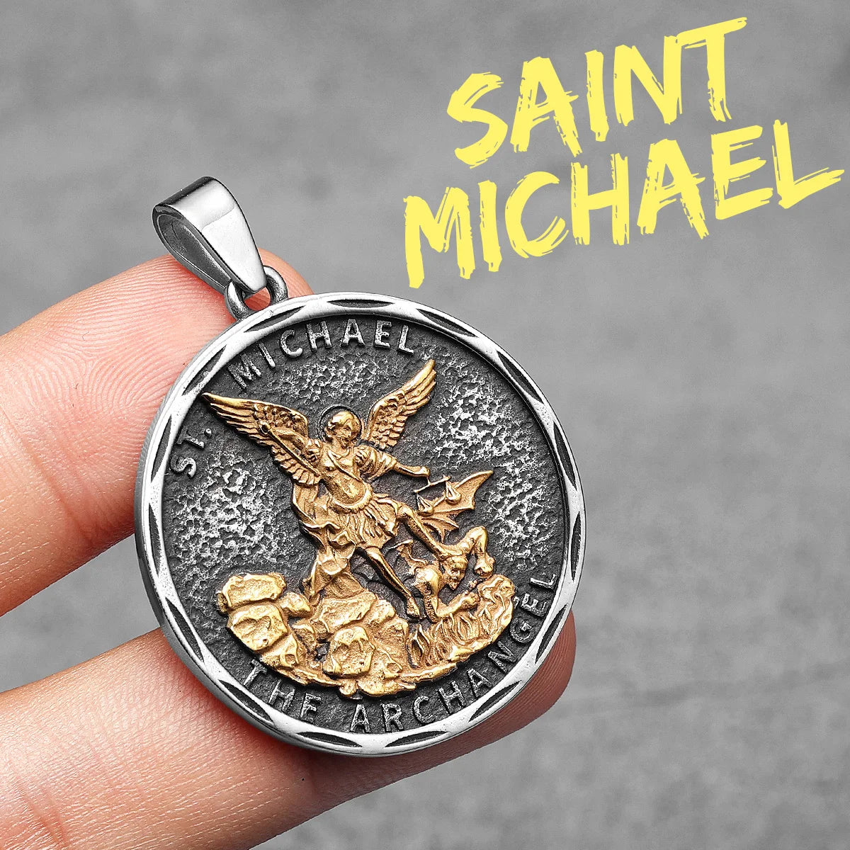 Archangel St.Michael Guardian Amulets Stainless Steel Men Necklaces Pendant Chain Punk For Women Fashion Jewelry Gifts Wholesale