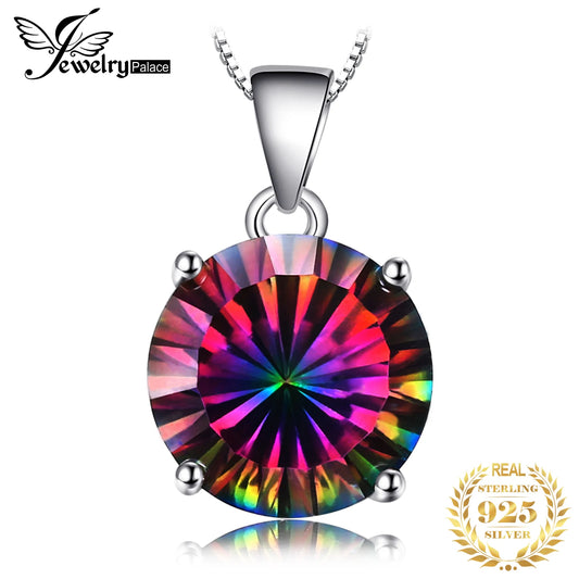 JewelryPalace 4.8ct Natural Mystic Quartz 925 Sterling Silver Pendant Necklace for Woman Trendy Party Gift No Chain New Arrival CHINA