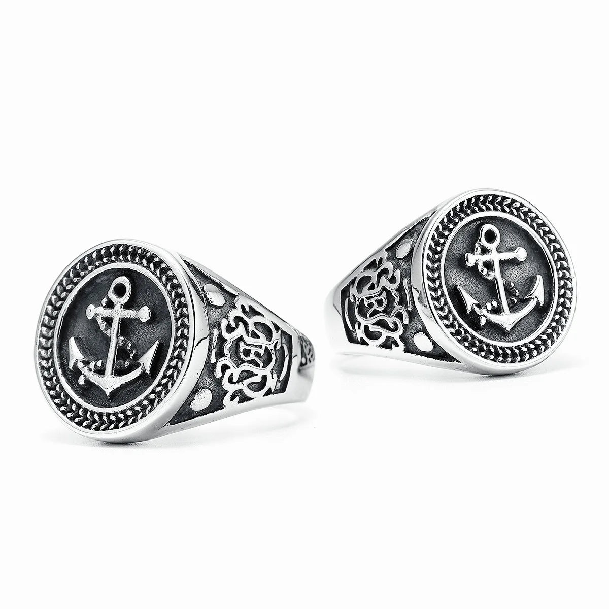 Retro Anchor Ring 316L Stainless Steel Men Rings Navigator Ocean Captain Rudder Rock for Biker Male Boyfriend Jewelry Best Gift