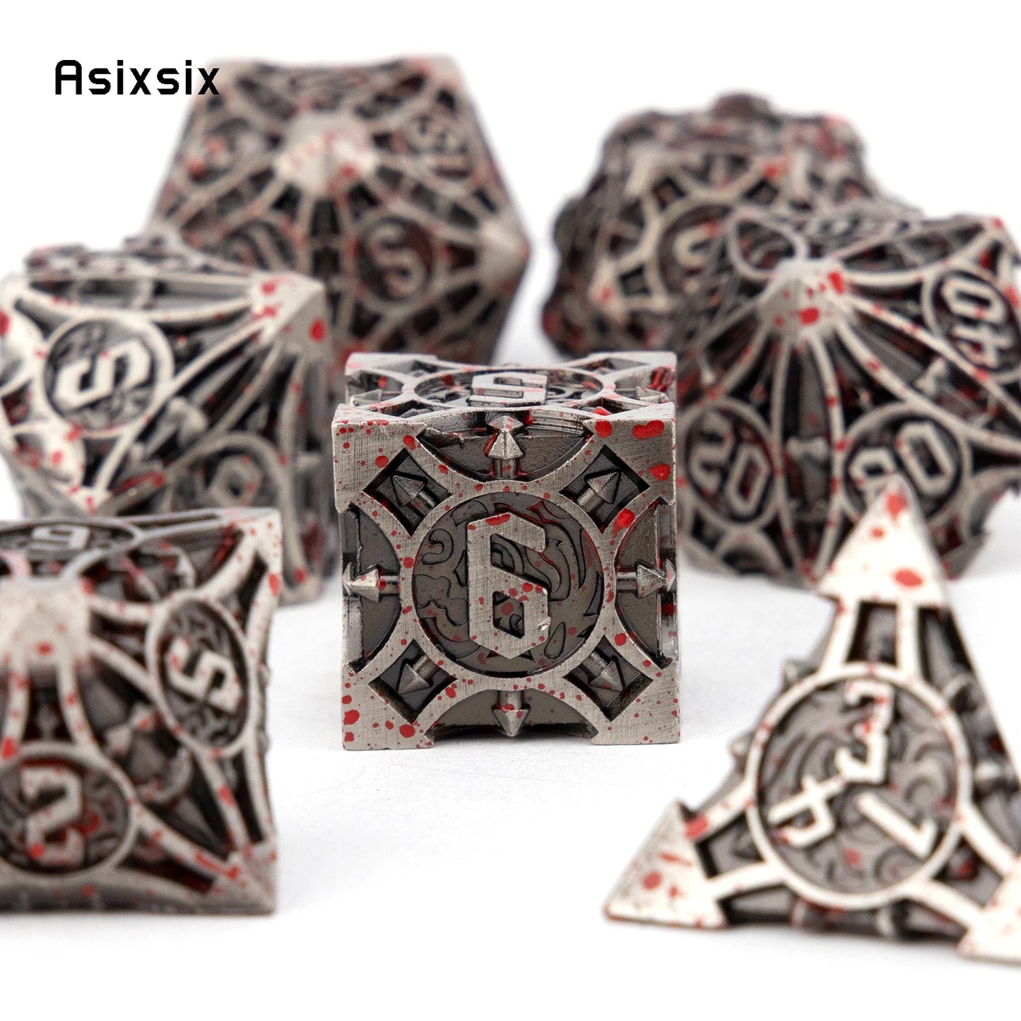 7 Pcs Copper Red Metal Dice Solid Metal Polyhedral Dice Set Suitable for Role-Playing RPG Board Game Card Game