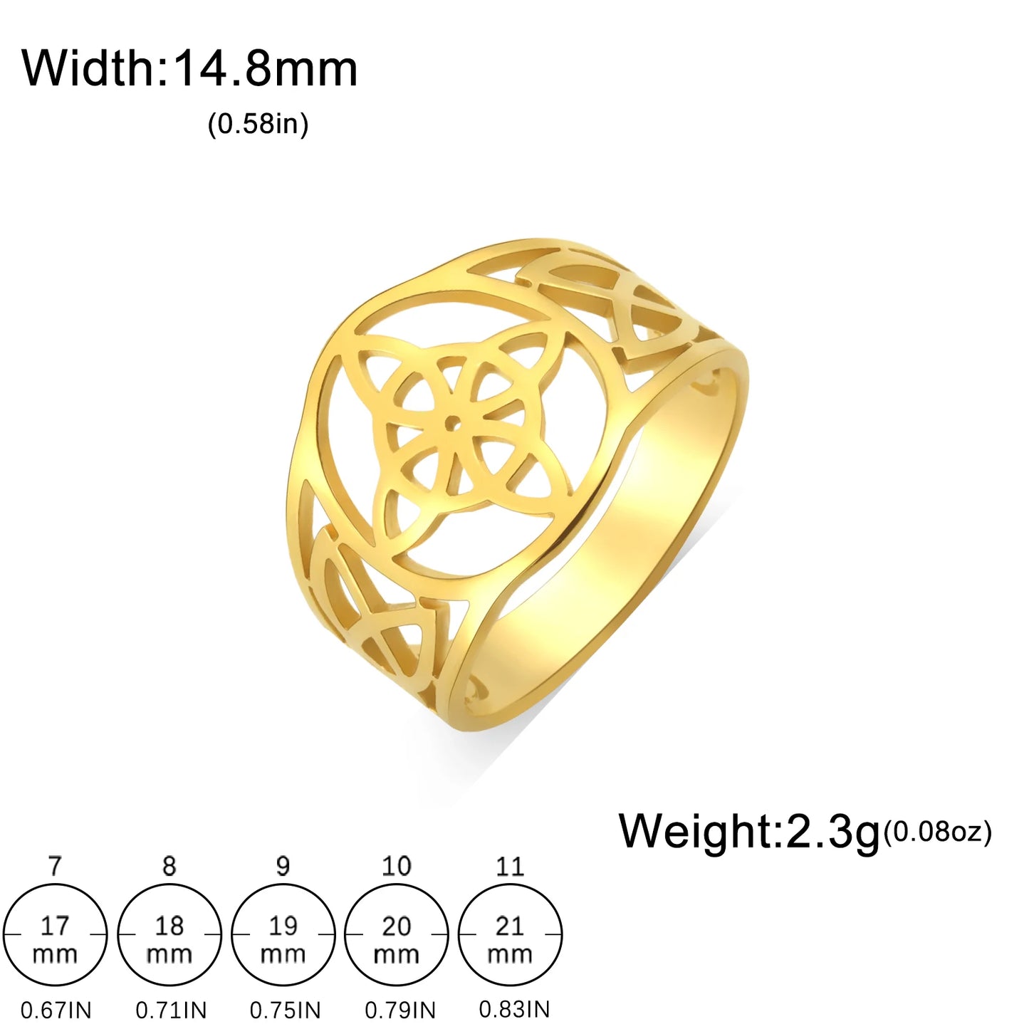 LIKGREAT Witch Knot Ring for Women Men Hollow Stainless Steel Finger Rings Celtic Vintage Amulet Protection Couple Jewelry Gifts