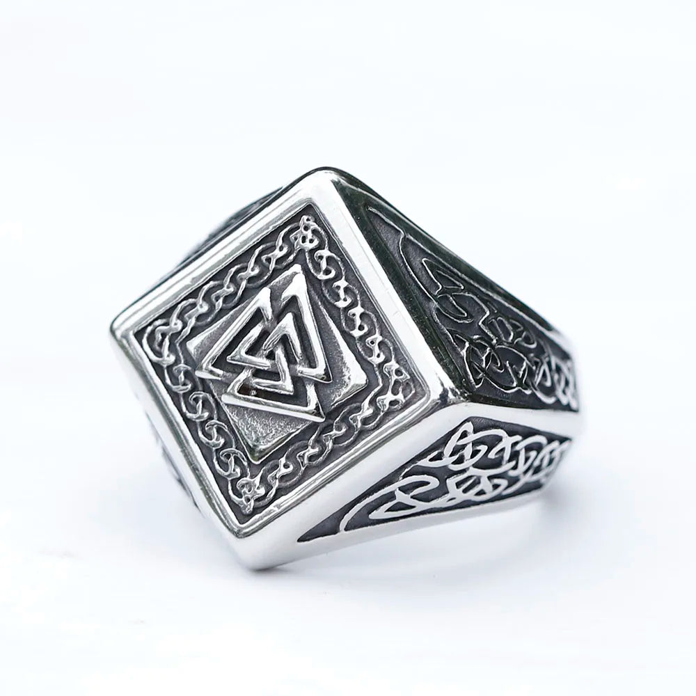 New Vintage 316L Stainless Steel Viking Valknut Amulet Ring Punk Women Men Unisex Jewelry For Party Gift