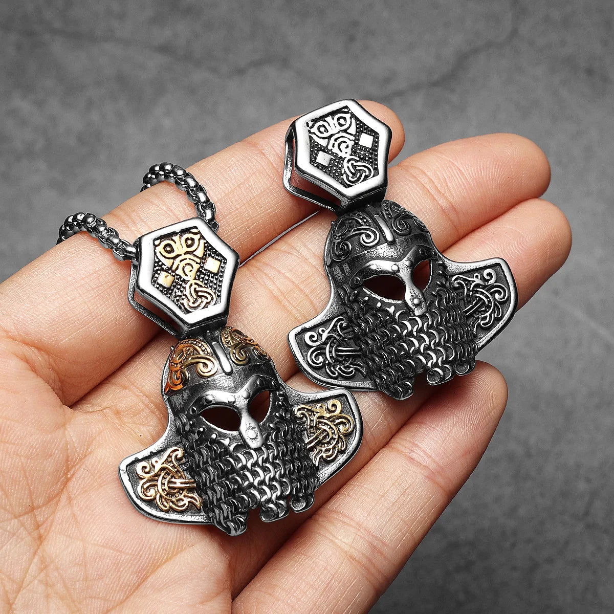 Viking Helmet Stainless Steel Men Necklaces Pendant Chain Punk Hiphop Women Fashion Jewelry Gifts Wholesale Dropshiping