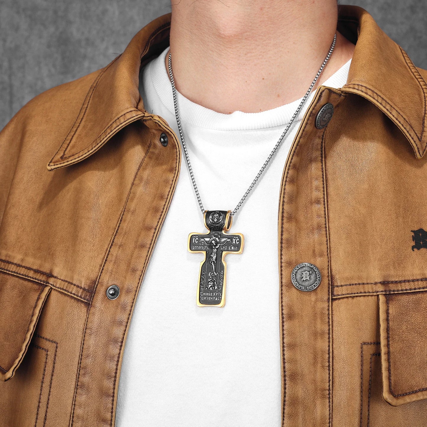 Jesus Big Cross Amulets Stainless Steel Men Necklaces Pendant Chain Punk For Women Fashion Jewelry Gifts Wholesale Dropshiping