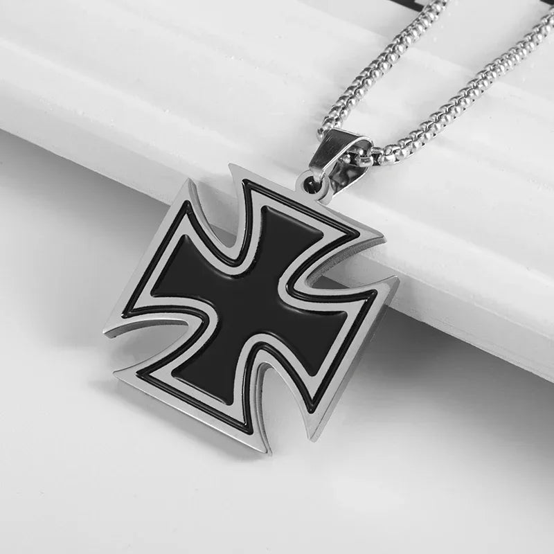 Stainless Steel Cross Letter Pendant Christian Savior Jesus Necklace Men and Women Religious Prayer Amulet Jewelry