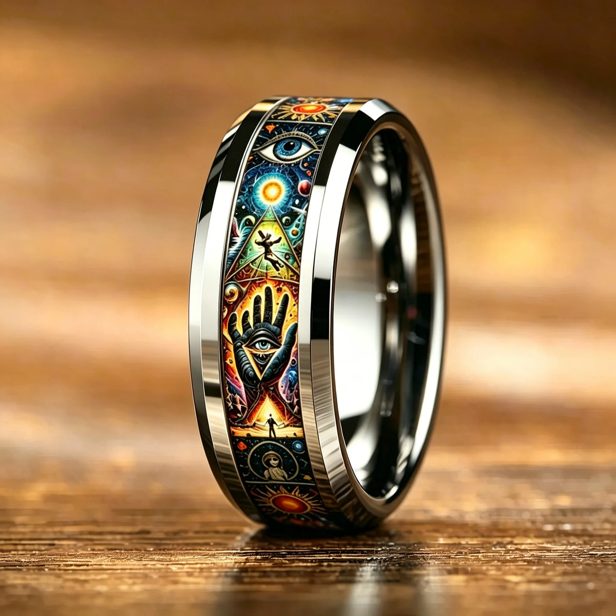 Fashion Men's Stainless Steel Rings Violet Gradient Purple Nebula Inlay Ring for Men Jewelry Suitable for Daily Wear, Non-Fade