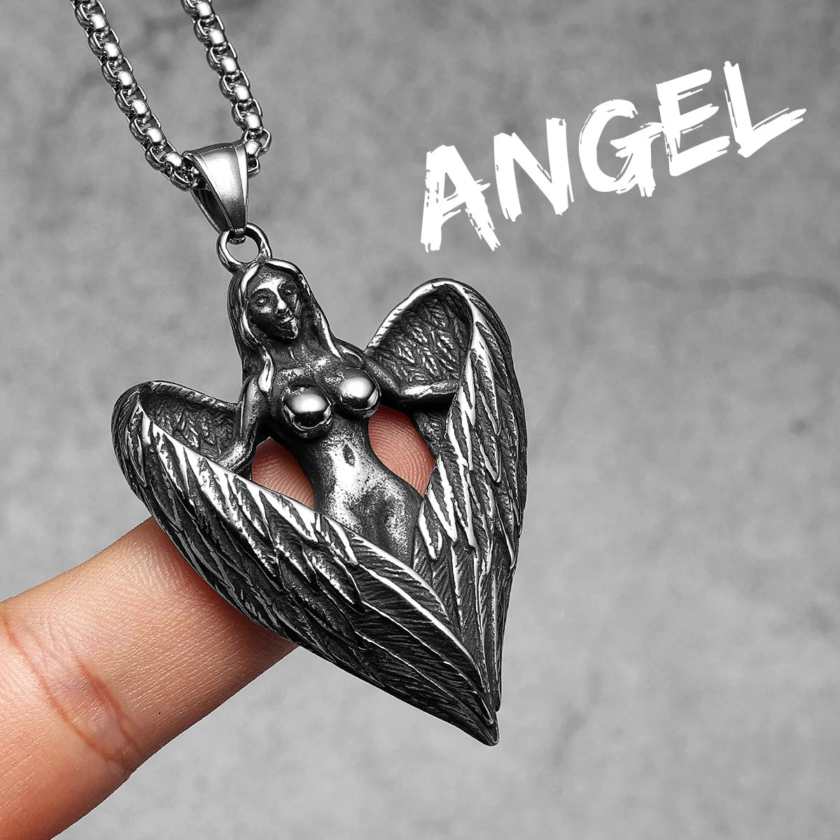 Angel Waing Amulet Stainless Steel Men Necklaces Pendant Chain Punk New In For Couple Women Fashion Jewelry Gifts Wholesale