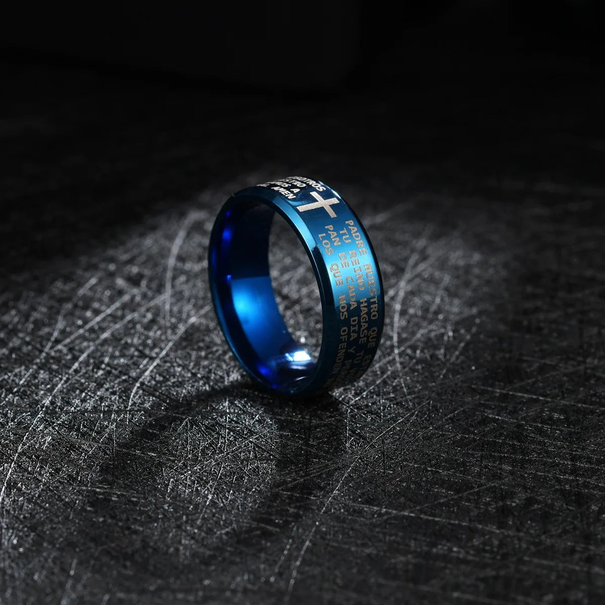 Fashion Men's Stainless Steel Bible Verse Jesus Cross Rings For Men Christian Cross Religious Ring Men Amulet Jewelry Wholesale