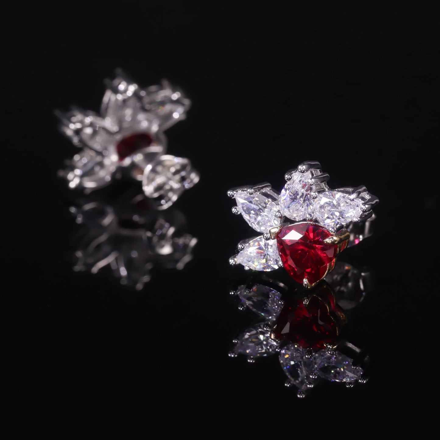 GEM'S BALLET Palm Leaf Fabulous Earring Luxury Lab Created Ruby Earring Exquisite Vintage Design Earrings 925 Sterling Silver