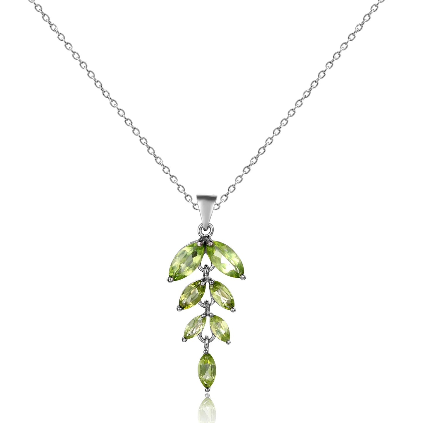 Gem's Ballet Olive Branch Peace Necklace Natural Black Garnet Gemstone Pendant Necklace in 925 Sterling Silver with 18" Chain Peridot