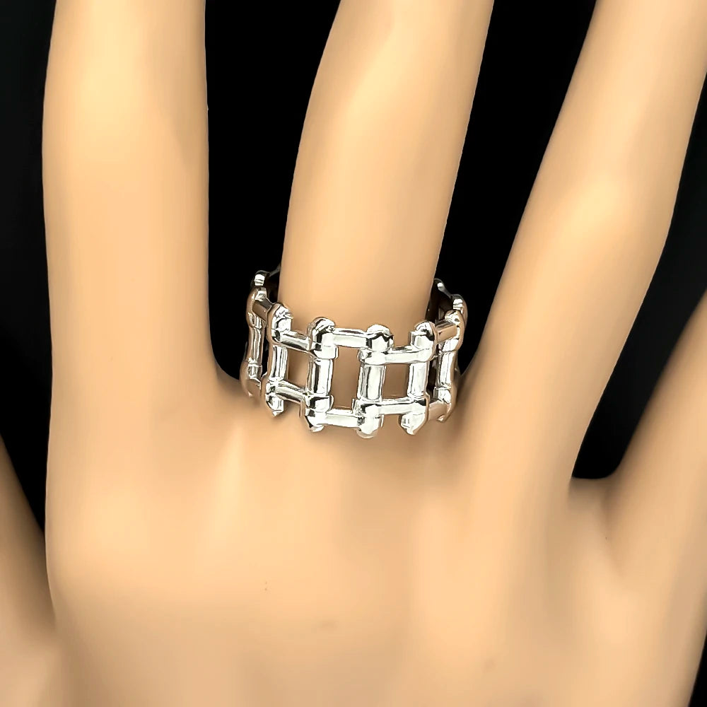 Hiphop Bicycle Chain Rings For Men Adjustable Creative Punk Rock Male Link Ring Trendy Motorcycle Chain Unisex Jewlery Accessory