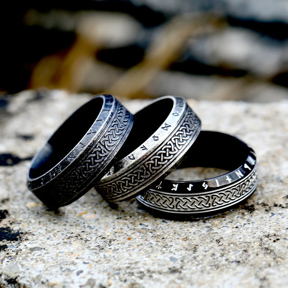 Fashion Vintage Simple Viking Rune Ring for Men Women Stainless Steel Nordic Celtic Knot Rings Couple Amulet Jewelry Wholesale