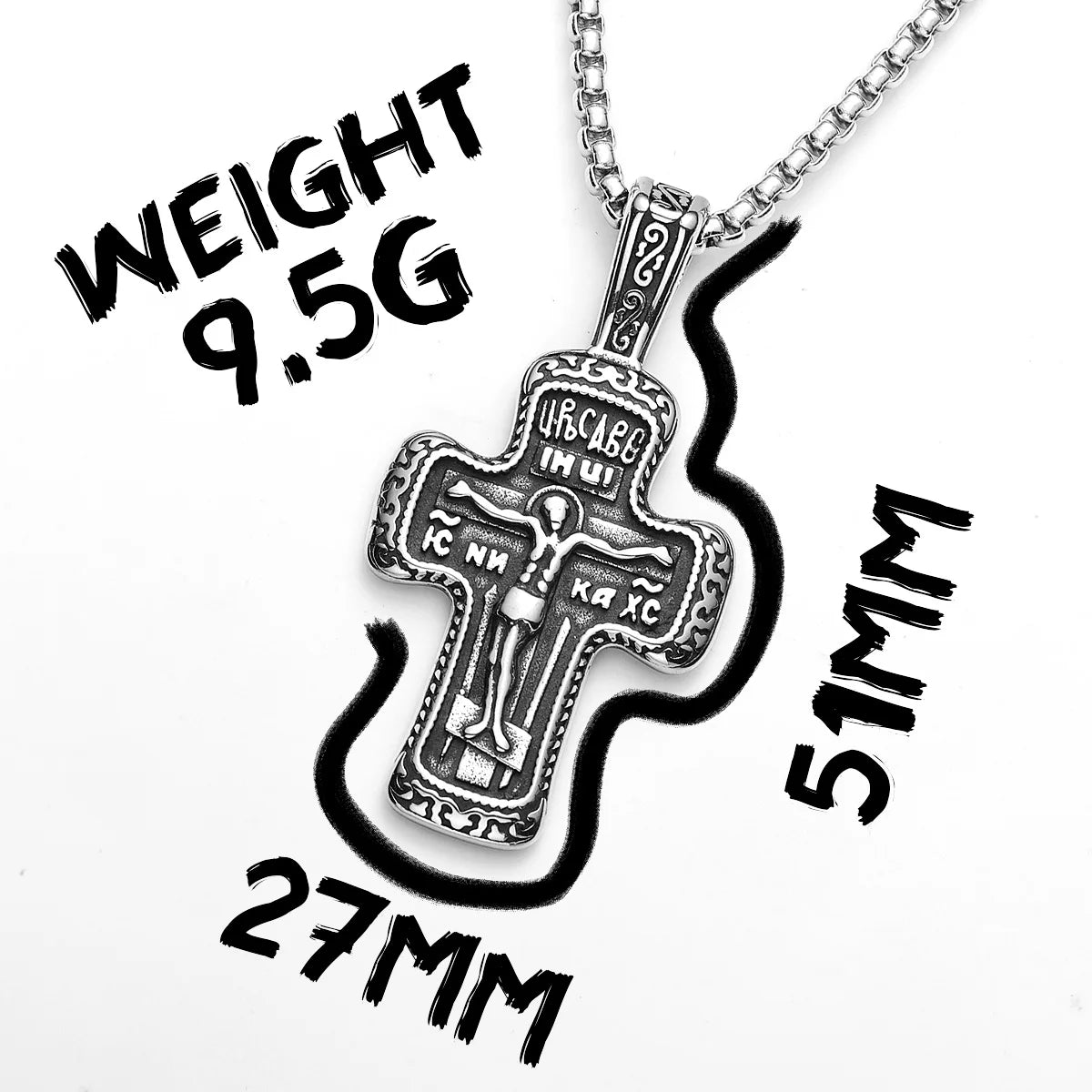 Jesus Carving Rune Cross Amulets Stainless Steel Men Necklaces Pendant Chain Punk For Women Fashion Jewelry Gifts Wholesale