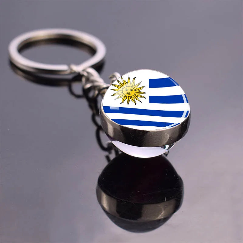 National Flag Keychains South America Countries Flag Glass Ball Key Chains Argentina Brazil Colombia Chile Keyring Jewelry Gift Uruguay