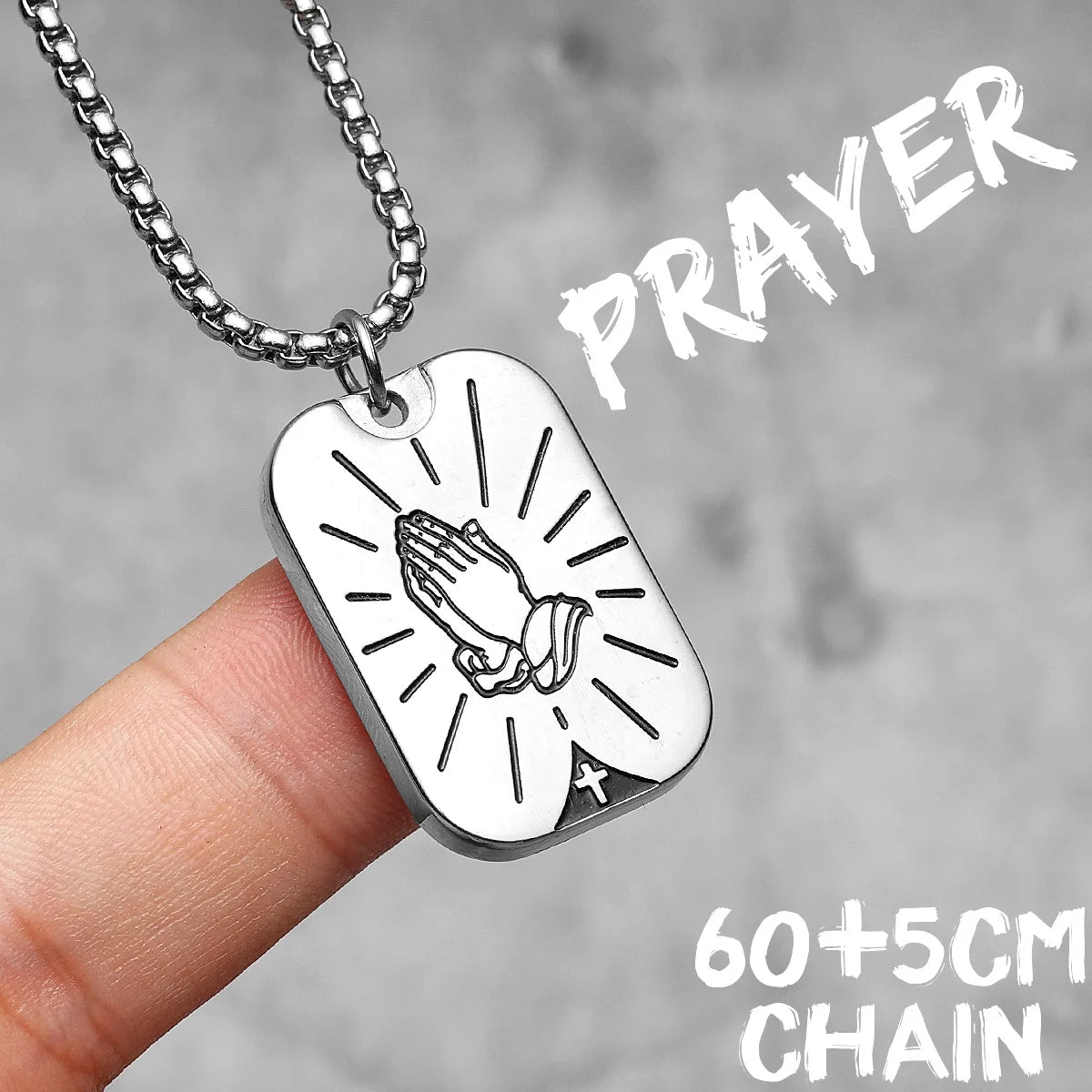 Paryer Hands Stainless Steel Men Necklaces Pendant Chain Cross Amulet Vintage New In For Women Fashion Jewelry Gifts Wholesale
