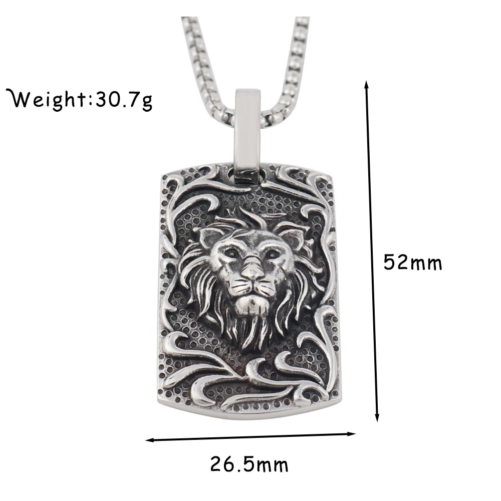 Men Stainless Steel Lion Necklaces Vintage Punk Animal Pendant Men's Unique Domineering Biker Amulet Jewelry Gifts Dropshipping