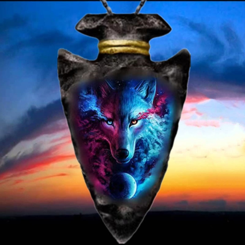 Creative Stainless Steel Triangle Pendant Punk Animal Wolf Necklace Hip Hop Necklace for Men Stainless Steel Jewelry Party Gift