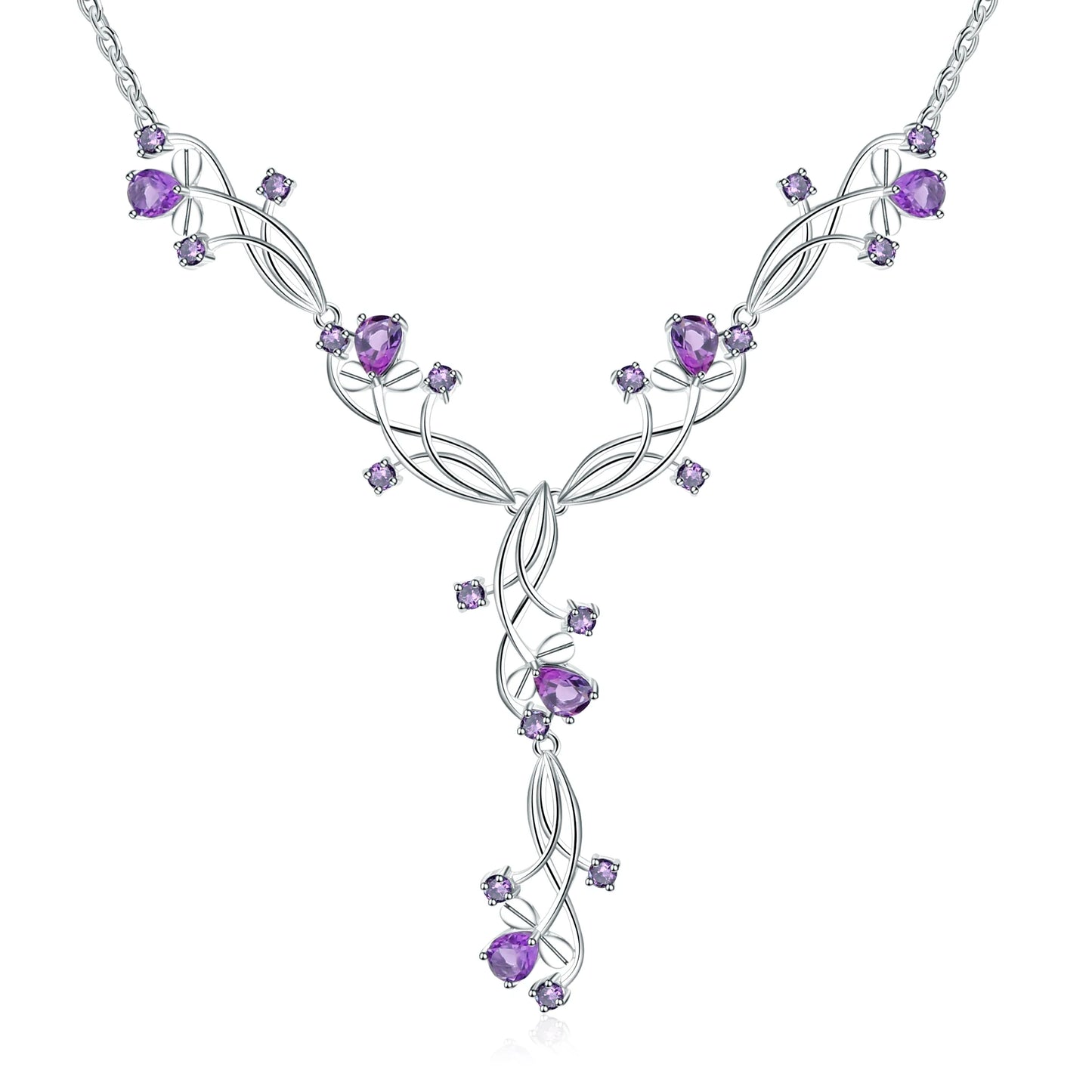 GEM'S BALLET 6.39Ct Natural Amethyst Bridal Necklace 925 Sterling Silver Gemstone Wedding Necklace For Women Fine Jewelry Amethyst 925 Sterling silver CHINA