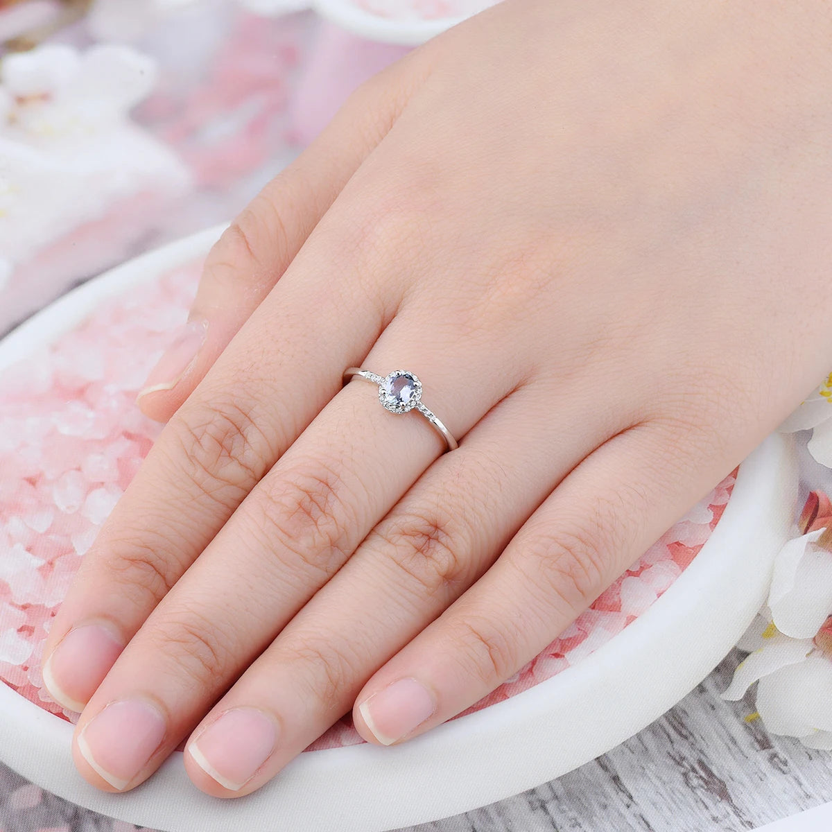 Natural Tanzanite Sterling Silver Ring Light Color 0.35 Carats Genuine Gemstone Women Daily Simple Style S925 Fine Jewelrys