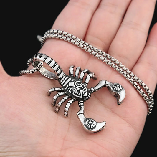 Stainless Steel Retro Poisonous Scorpion Pendant Chain Unique Animal Necklace for Men Trendy Charm Jewelry Accessories