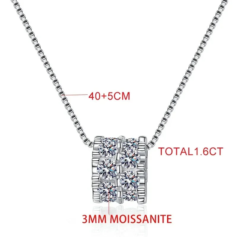 TFGLBU 1.6CTTW All 3mm Colorless Moissanite 925 Sterling Silver Pendant for Women Elegant Unique Necklace Luxury Quality Jewelry