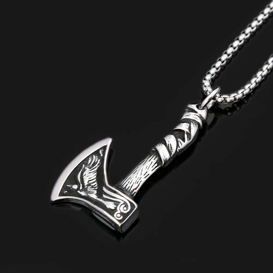 Boys stainless steel necklace Viking Celtic Wolf Crow double axe pendant Pendant titanium steel jewelry accessories