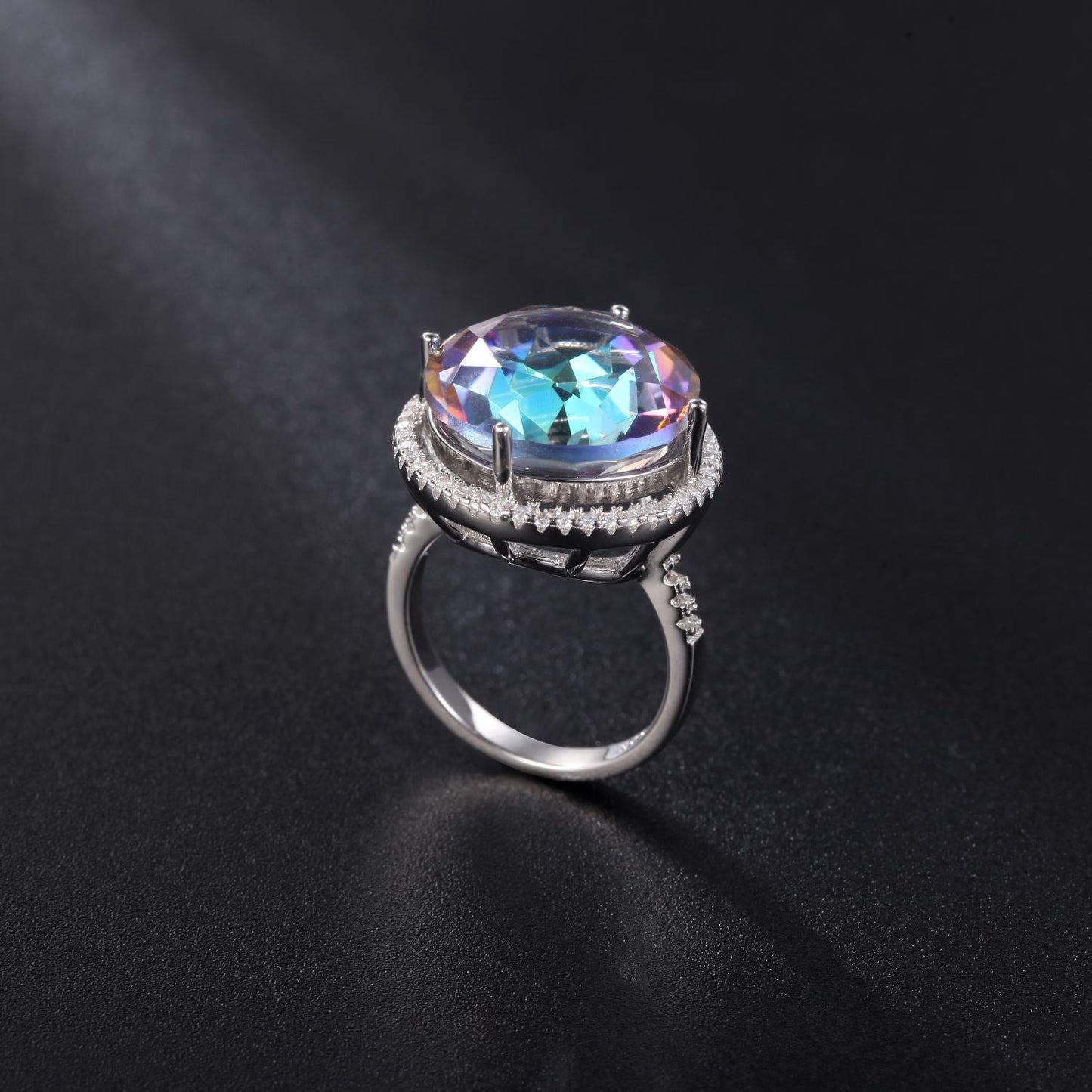 GEM&#39;S BALLET 925 Sterling Silver Gemstone Rings Blueish Mystic Topaz Vintage Cocktail Ring For Women Party Jewelrt