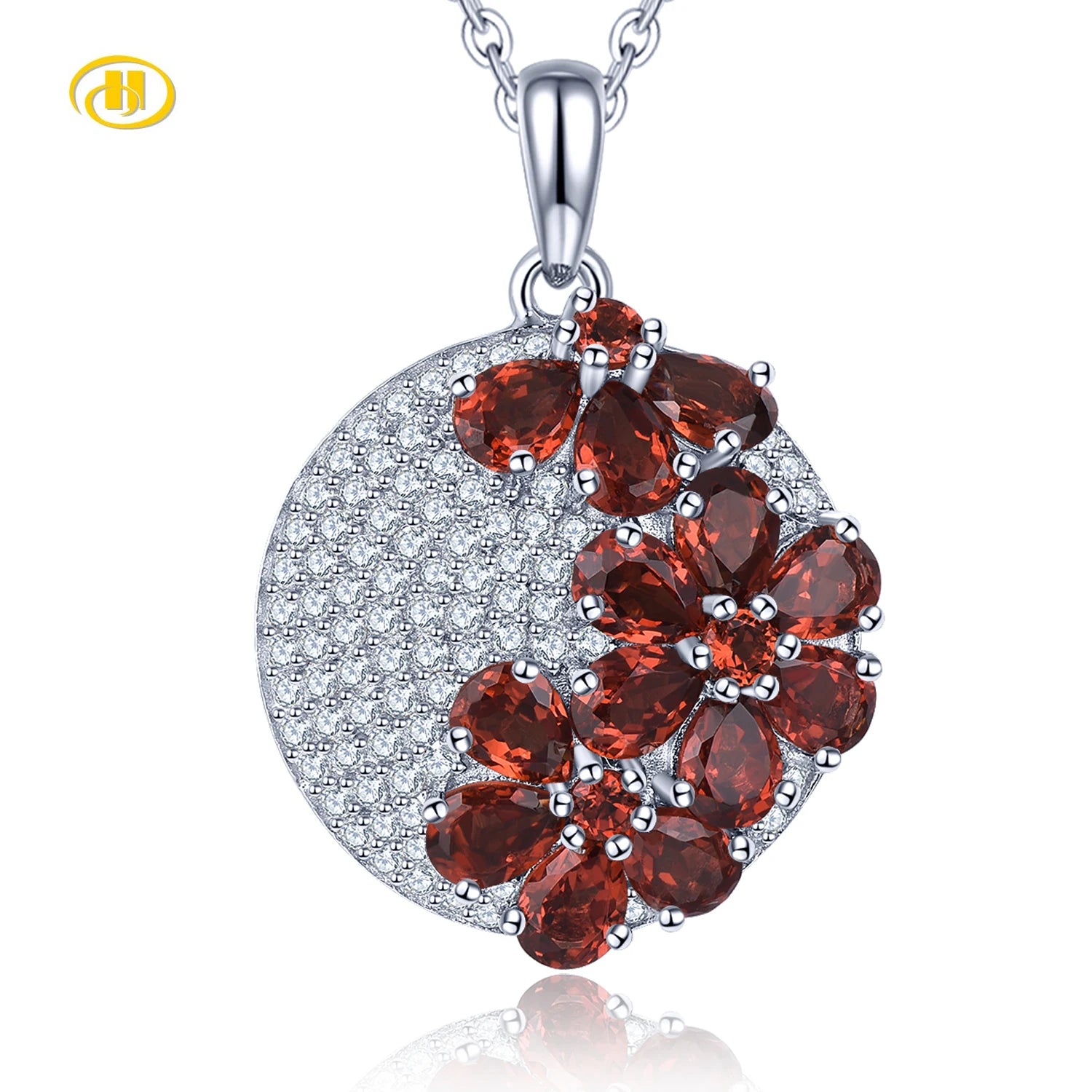 Natural Garnet Silver Pendants for Women 2.85 Carats Genuie Garnet Romantic Style Women Anniversary Gifts Top Quality Jewelry Default Title