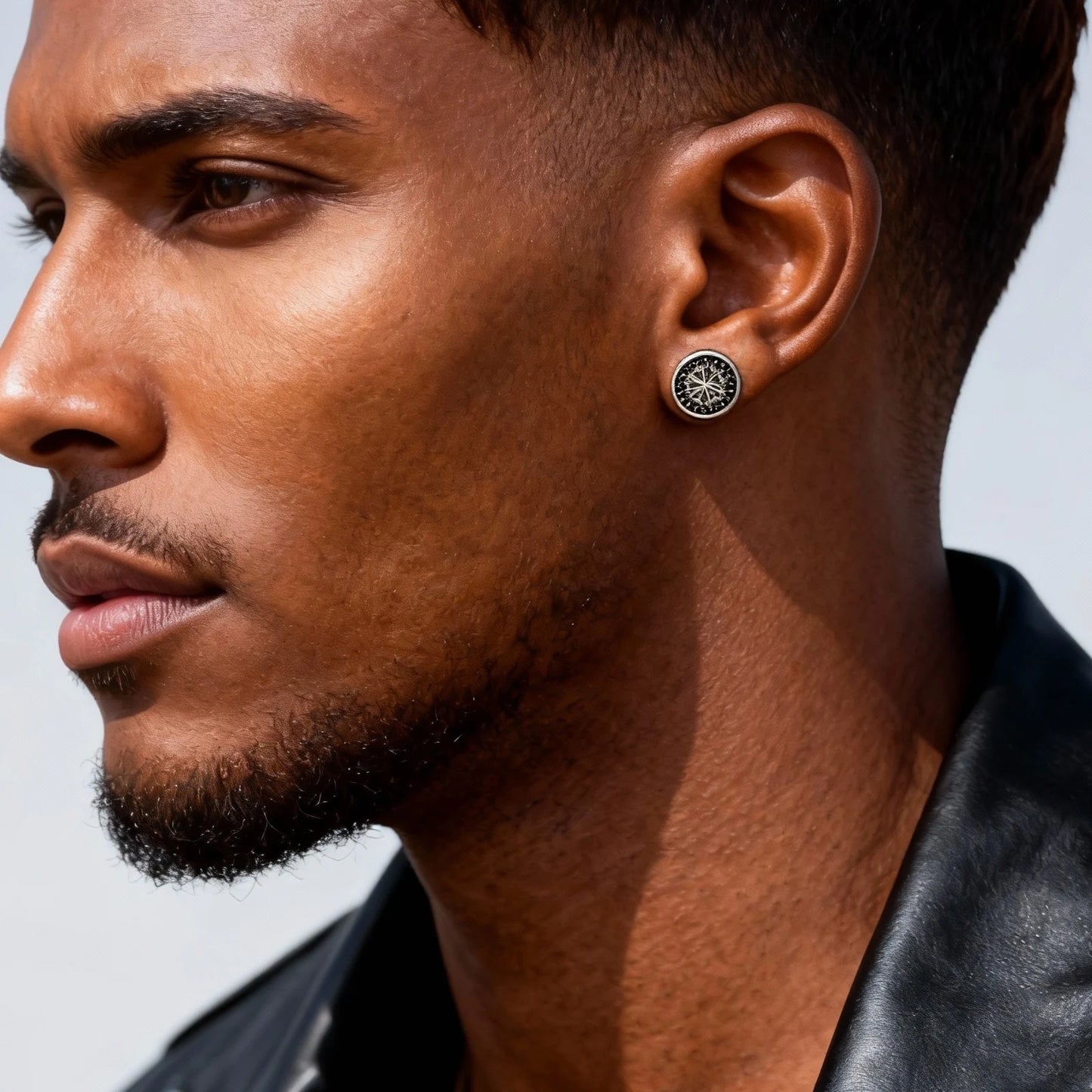 Vintage Men's Compass Stud Earrings,Stainless Steel Eight-pointed Star Round Metal Stud Earrings,Trendy Classic Jewelry Gifts