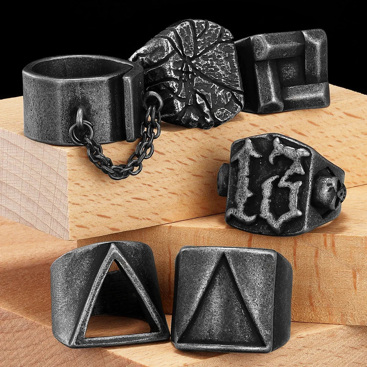 Retro Geometry Texture Men Rings Stainless Steel Women Fashion Jewelry Punk Trendy Luxury New In Accessories Gift Wholesale