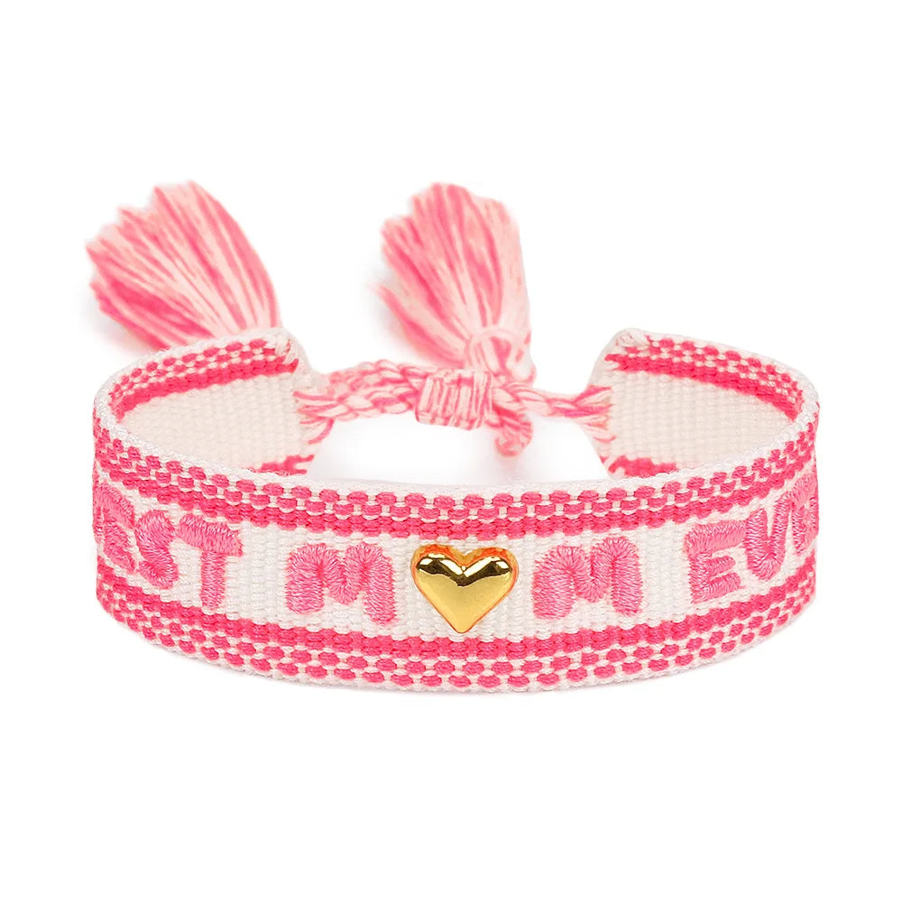 I LOVE YOU MOM, Tassel Handcrafted Beaded Bracelet, 18k Gold Heart, Perfect for Mother's Day, Birthday, or Gratitude Gifts