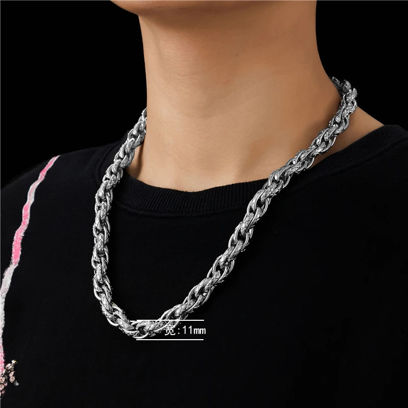 High-end 316L Titanium Steel Hand-assembled Ins Ladies Necklace Male Trendy Personality Hip-hop Sweater Chain Wholesale SILVER PLATED