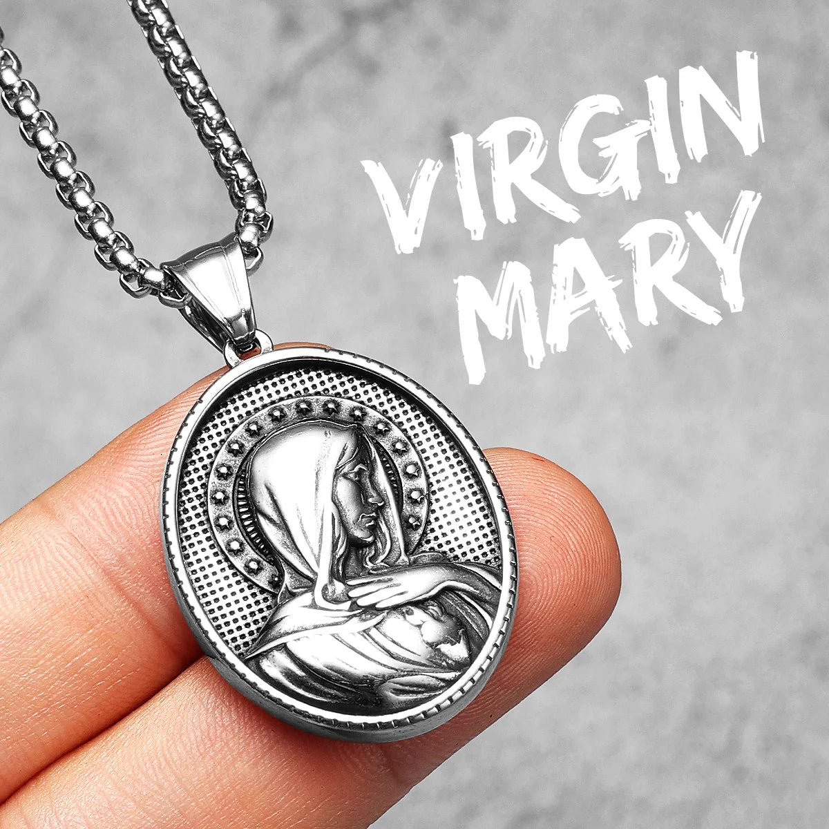 Virgin Mary Angel Cross Stainless Steel Men Necklaces Pendant Chain Amulet Cool New in For Women Fashion Jewelry Gifts Wholesale