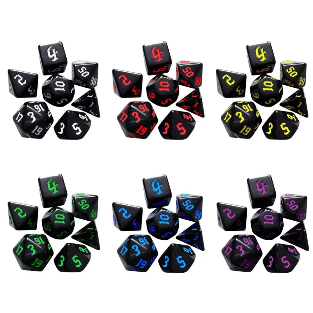 7pcs/set Multifaceted Digital Dice Set Acrylic Table Game Opaque Polyhedral Dices for DND Dice Tabletop Role-Playing Game