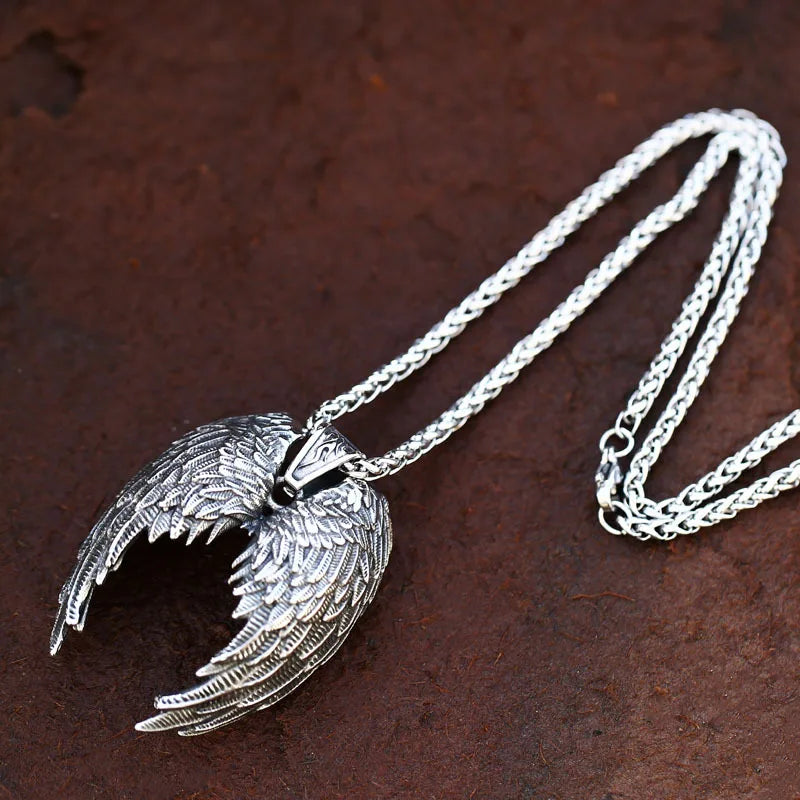 Angel Wings Stainless Steel Men Women Necklaces Pendants Chain Punk Rock Vintage Fashion Jewelry Accessories Gift Wholesale