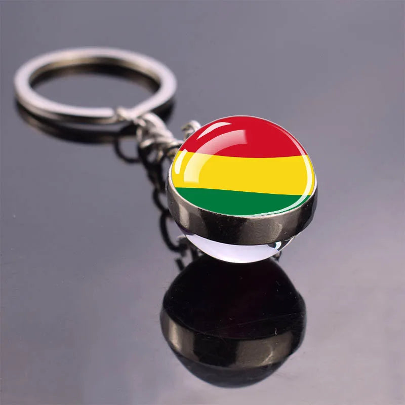 National Flag Keychains South America Countries Flag Glass Ball Key Chains Argentina Brazil Colombia Chile Keyring Jewelry Gift Bolivia