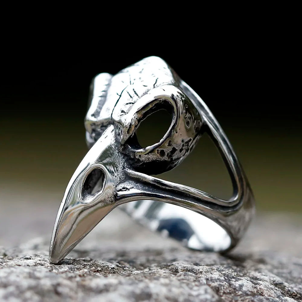 NEW Men's 316L stainless steel rings Vintage viking raven head RING for teens animal Jewelry Gift